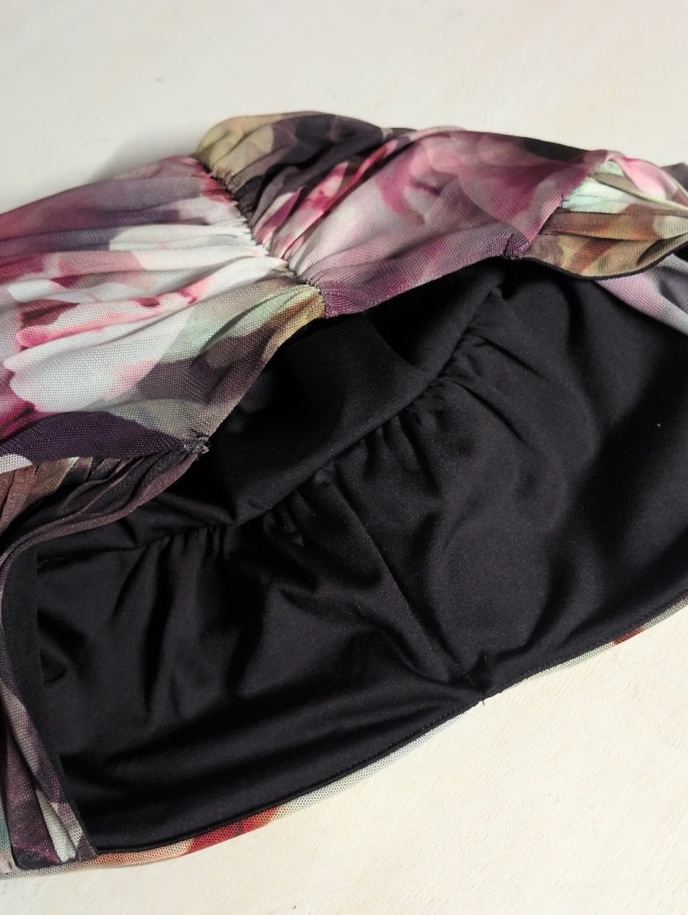 Express Body Contour Mesh Floral Ruched Cropped Top Blouse Small, Coquette Girl - Picture 7 of 8